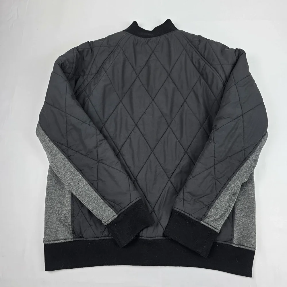 Oakley Jacket Mens XL Gray Quilted Full Zip Knit Sleeves Insulated Pockets